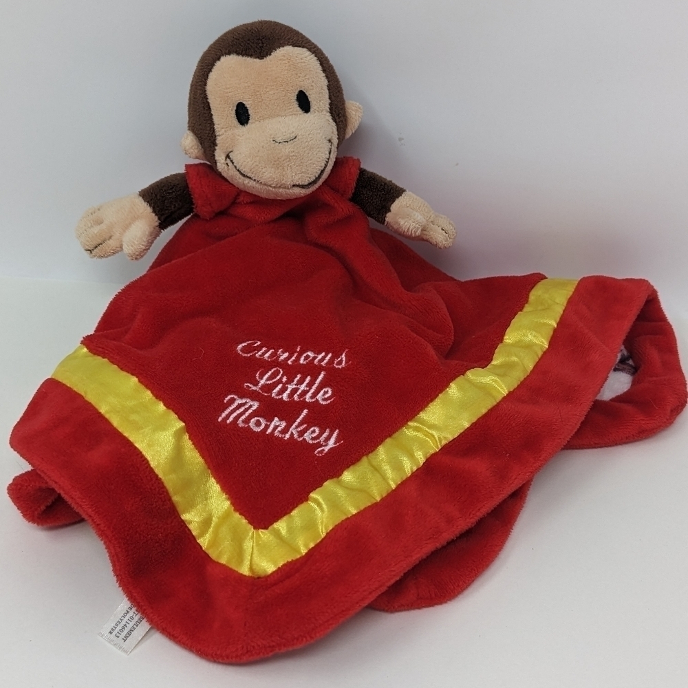 Curious George Lovey Little Monkey Baby Security Blanket Plush Red